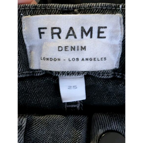Frame Denim Women's Le Crop Mini Boot Jeans Sz 25 Raw Hem Charcoal Black - Picture 5 of 6